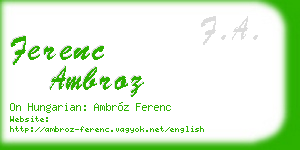 ferenc ambroz business card