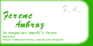 ferenc ambroz business card